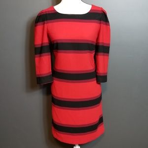 PREMISE Red and black striped Sheath Dress [4]